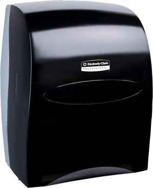Kimberly-Clark Professional™ Sanitouch Manual Hard Roll Towel Dispenser (09996), Black, for Hard Roll towels with a 1.75" core, 12.63" x 16.13" x 10.2" (Qty 1)