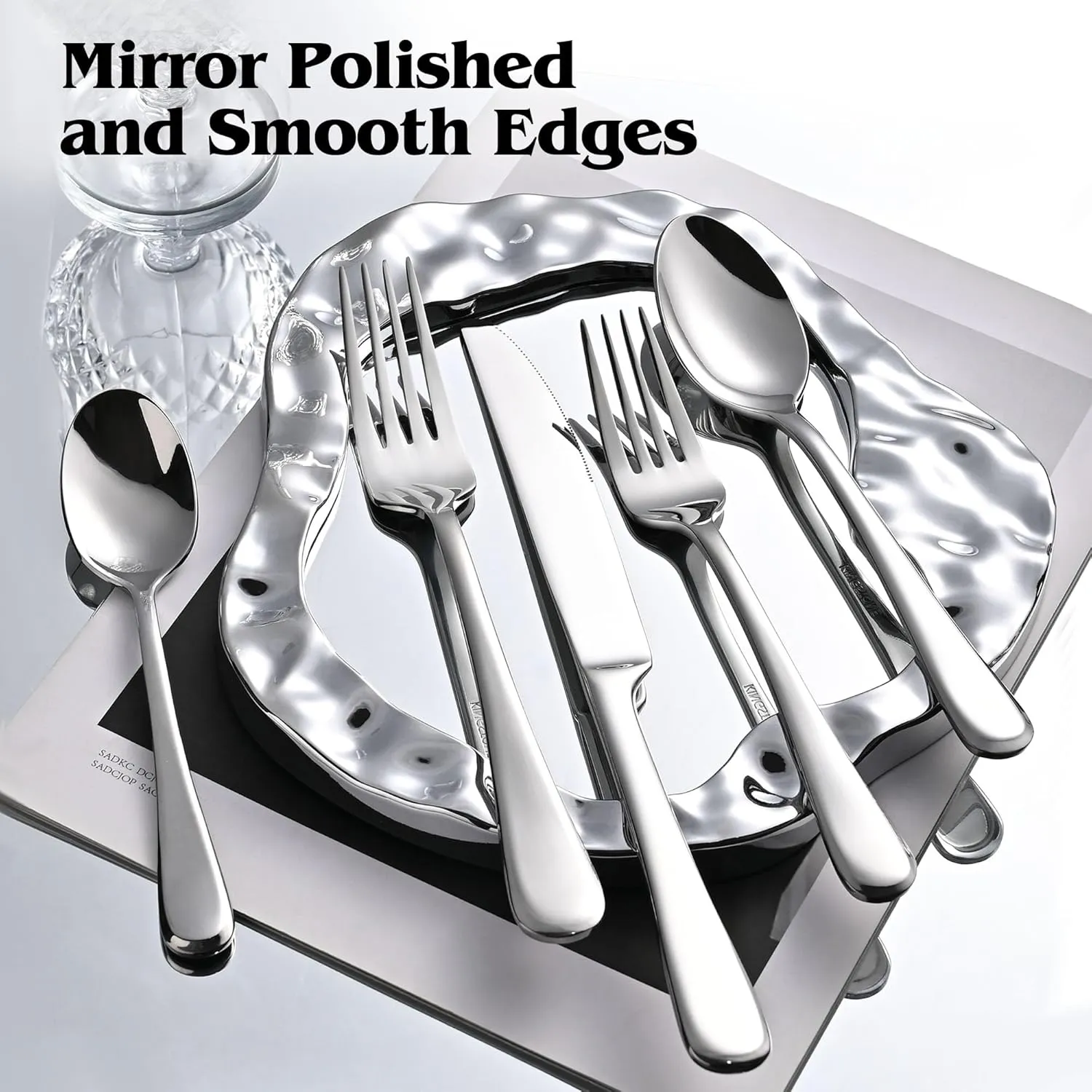 KINGSTONE 40 Pieces Silverware Set for 8, Premium Stainless Steel Flatware Set, Heavy Duty and Modern Design Cutlery Set, Mirror Polished, Dishwasher Safe
