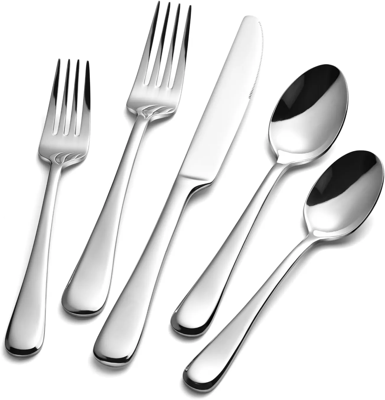 KINGSTONE 40 Pieces Silverware Set for 8, Premium Stainless Steel Flatware Set, Heavy Duty and Modern Design Cutlery Set, Mirror Polished, Dishwasher Safe