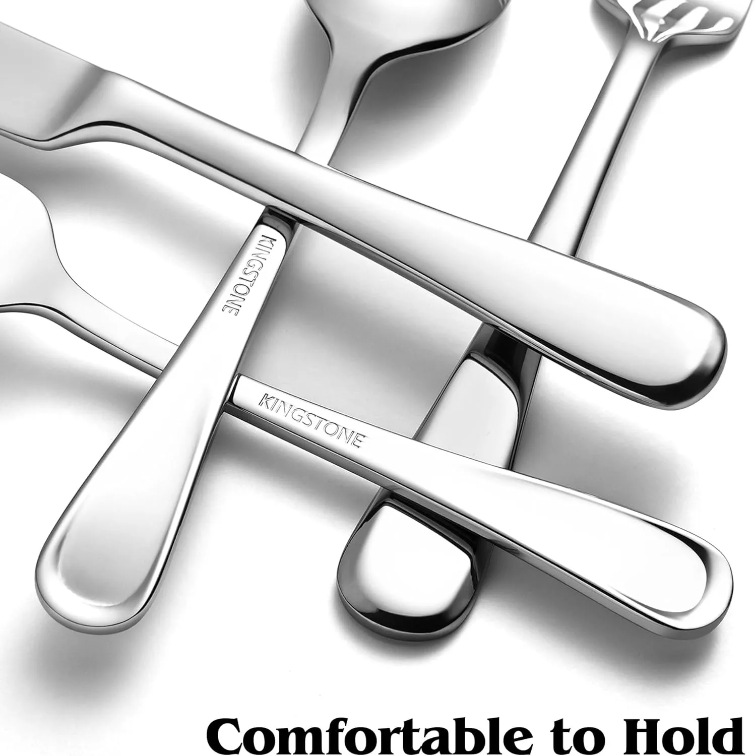 KINGSTONE 40 Pieces Silverware Set for 8, Premium Stainless Steel Flatware Set, Heavy Duty and Modern Design Cutlery Set, Mirror Polished, Dishwasher Safe