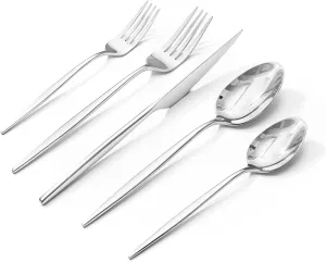 KINGSTONE Silverware Set, 40-Piece Flatware Set Cutlery Set Premium 18/10 Stainless Steel, Tableware Include Forks Knives Spoons for Home Kitchen Restaurant Wedding, Dishwasher Safe