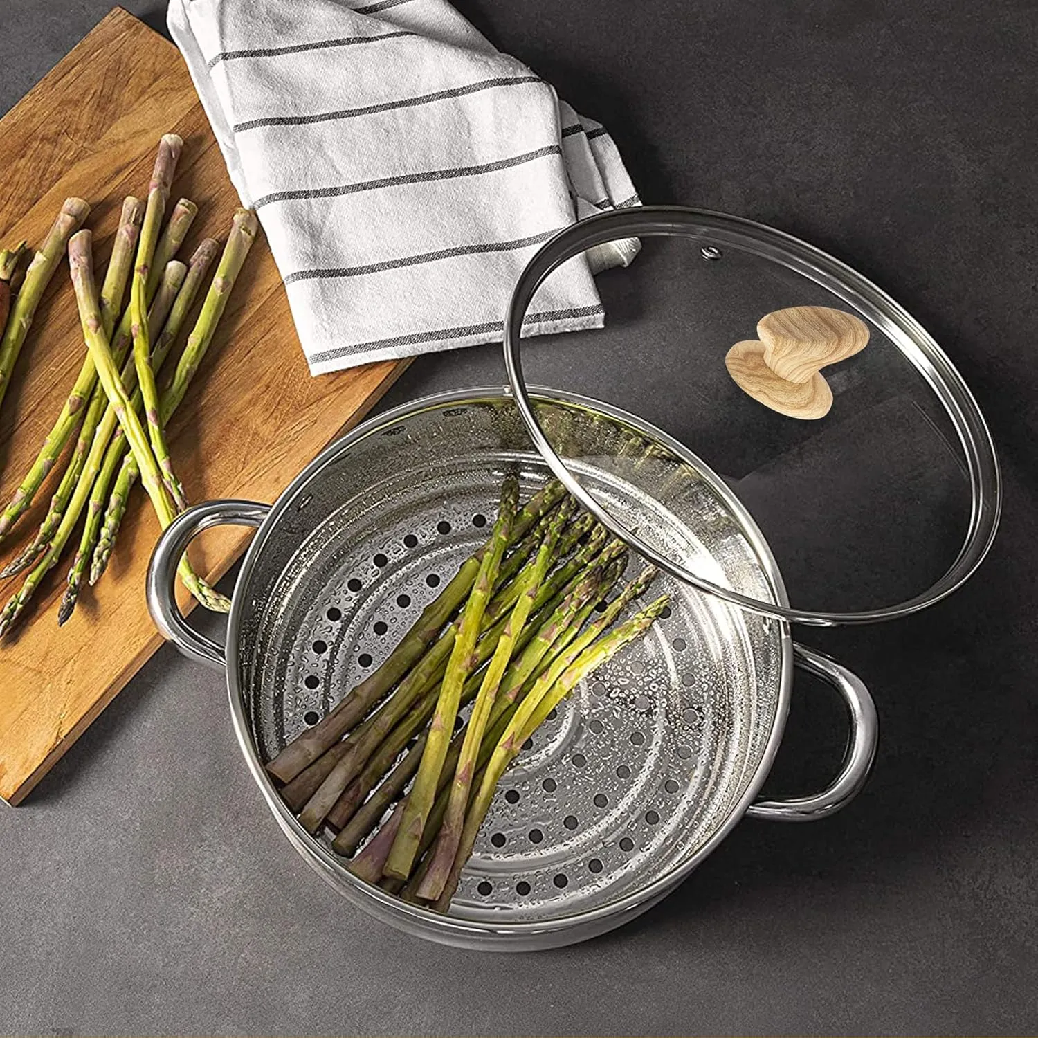 Kitchen Academy Induction Cookware Set-17 Piece Non-stick Cooking Pan Set, Black Granite Pots and Pans Set
