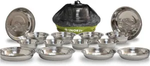 Kitchen Art Stainless Steel Camping Bowl Plate Set 21p for 4 Person