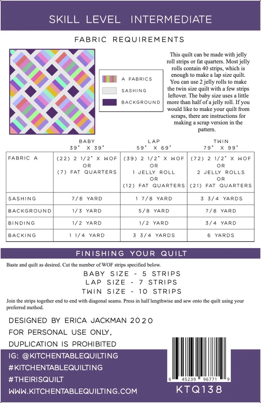 Kitchen Table Quilting The Iris Quilt Pattern