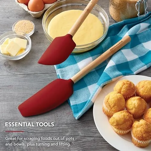 KitchenAid Bamboo Spatula Set, Empire Red, 2-Piece