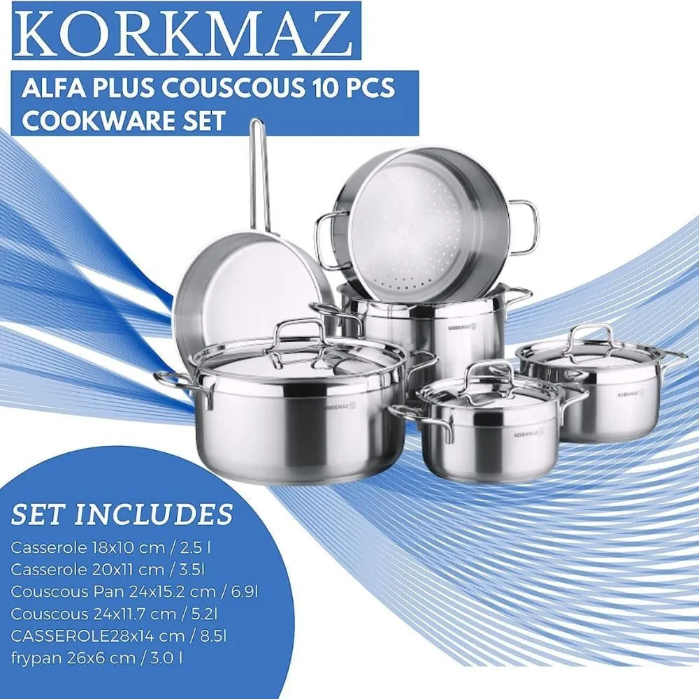 Korkmaz 10 Piece Alfa Plus Cookware Set KA1998