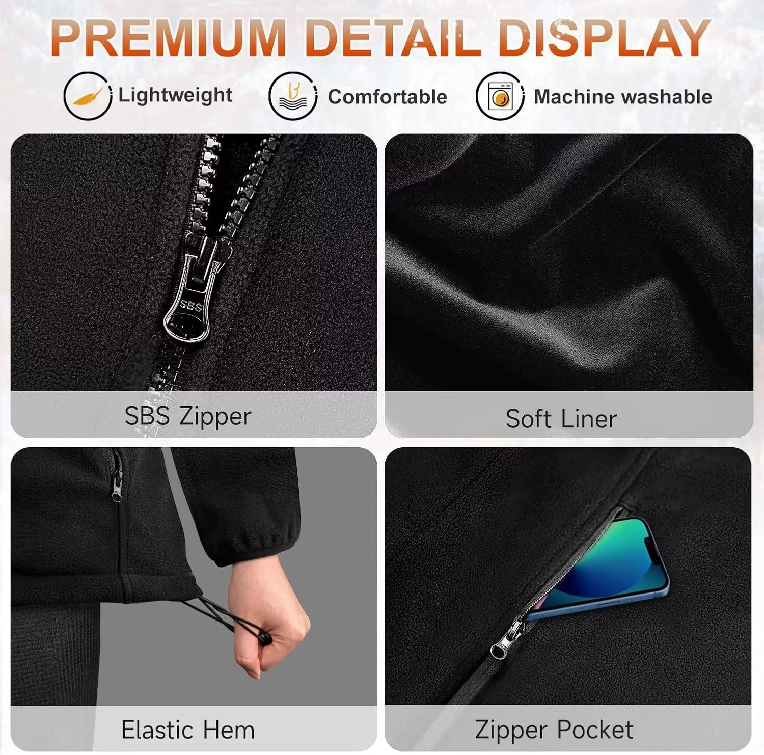 KOVNLO Heated Jackets for Women, Smart Controller with Light Out Design, Soft Fleece Electric Heating Coat with Battery Pack