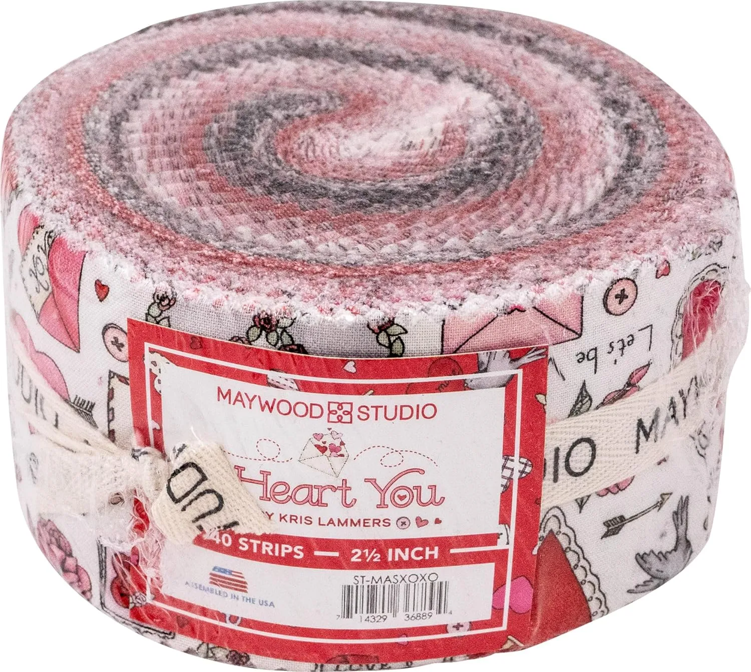 Kris Lammers I Heart You Strips 40 2.5-inch Strips Jelly Roll Maywood Studio