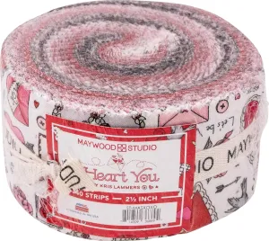 Kris Lammers I Heart You Strips 40 2.5-inch Strips Jelly Roll Maywood Studio