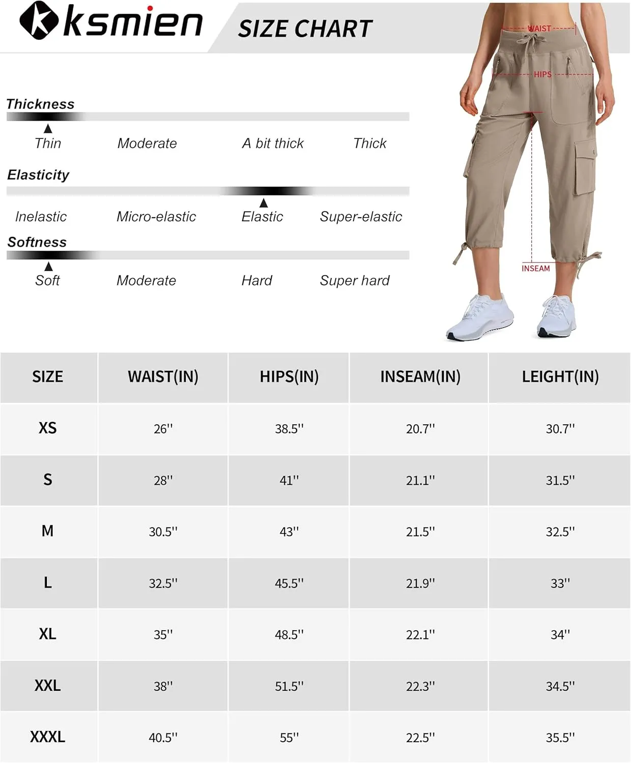 Ksmien Women's Hiking Capris Quick Dry Lightweight Ladies Summer Cargo Pants 8 Pockets for Travel Camping