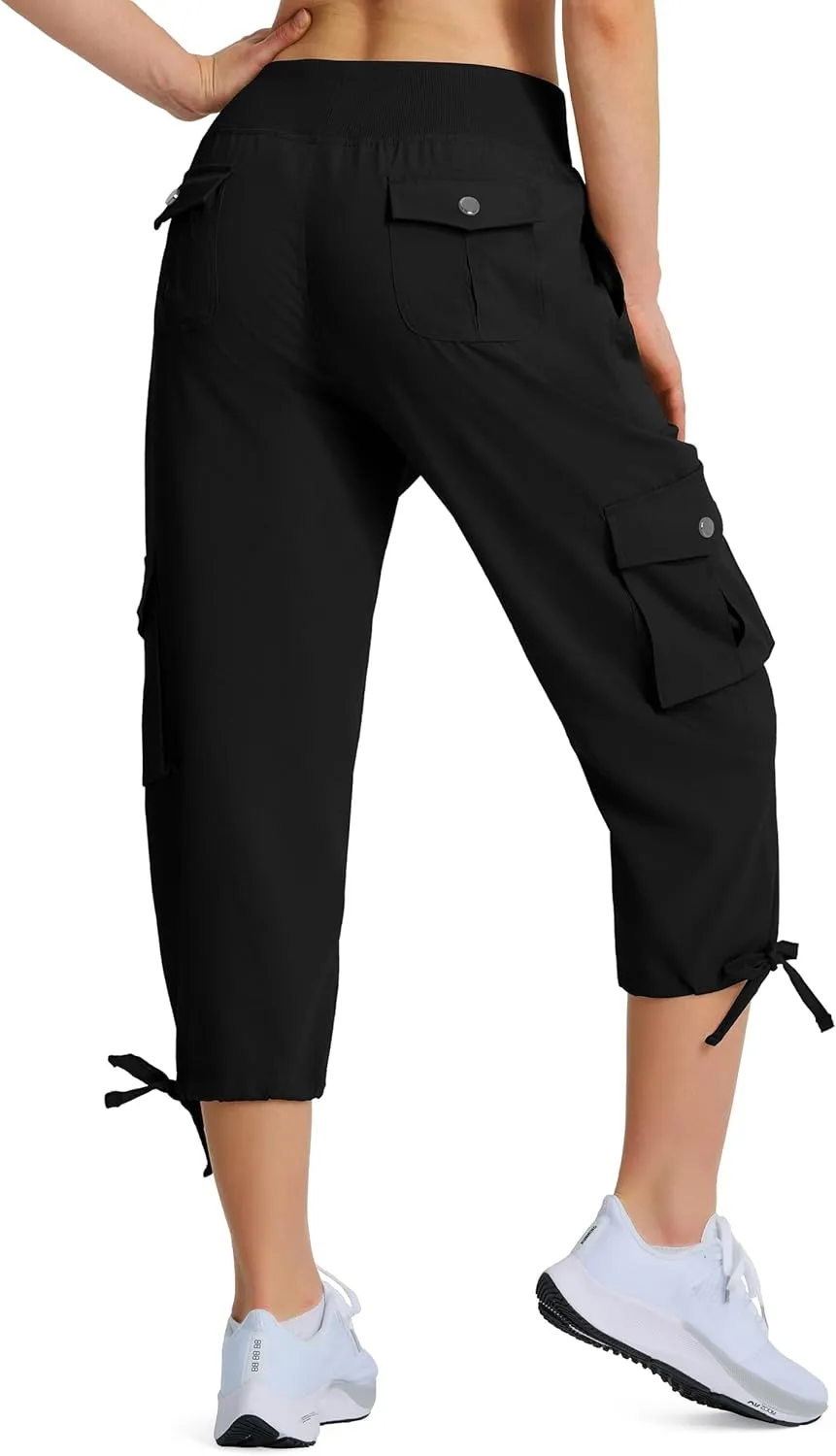 Ksmien Women's Hiking Capris Quick Dry Lightweight Ladies Summer Cargo Pants 8 Pockets for Travel Camping