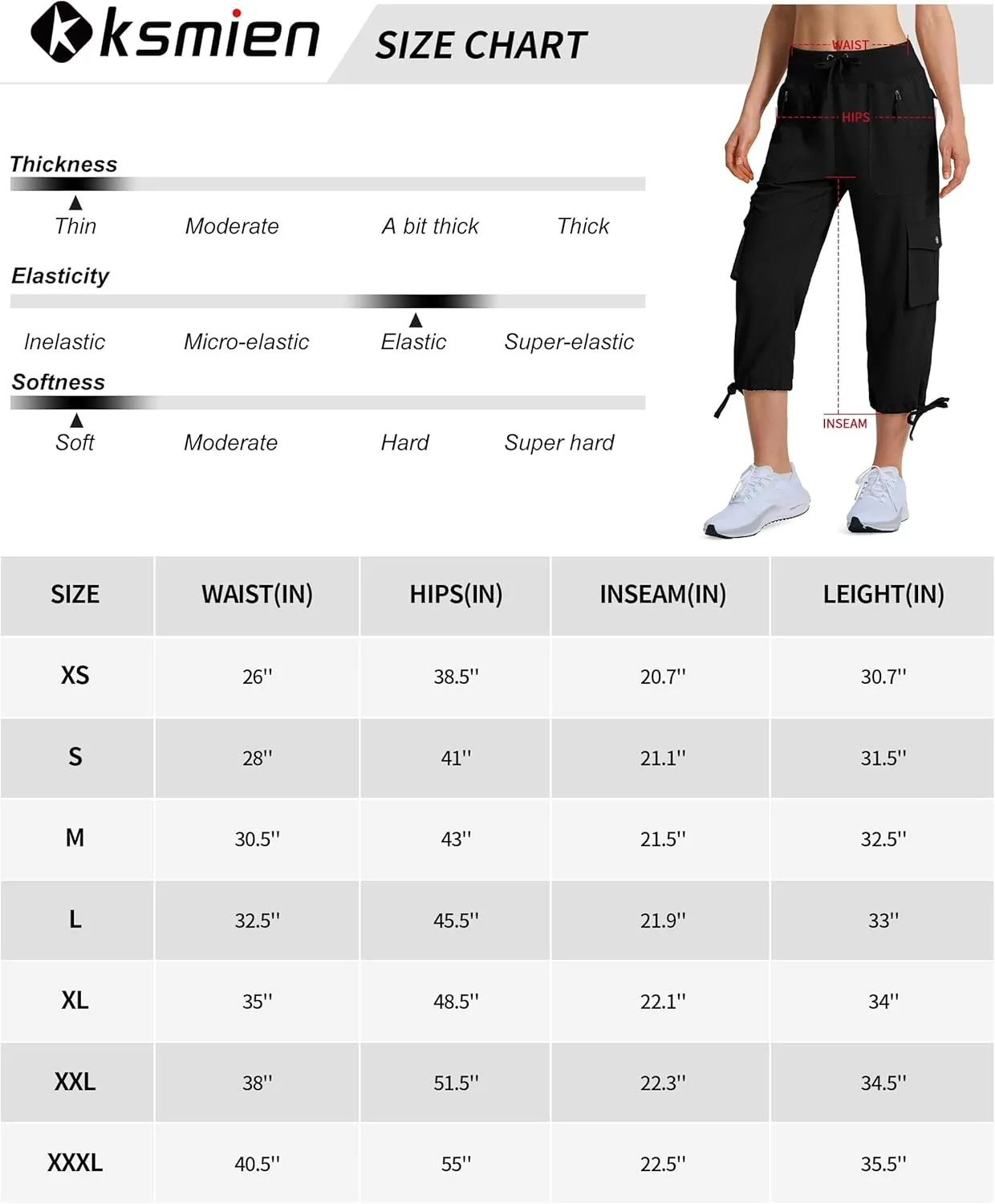 Ksmien Women's Hiking Capris Quick Dry Lightweight Ladies Summer Cargo Pants 8 Pockets for Travel Camping