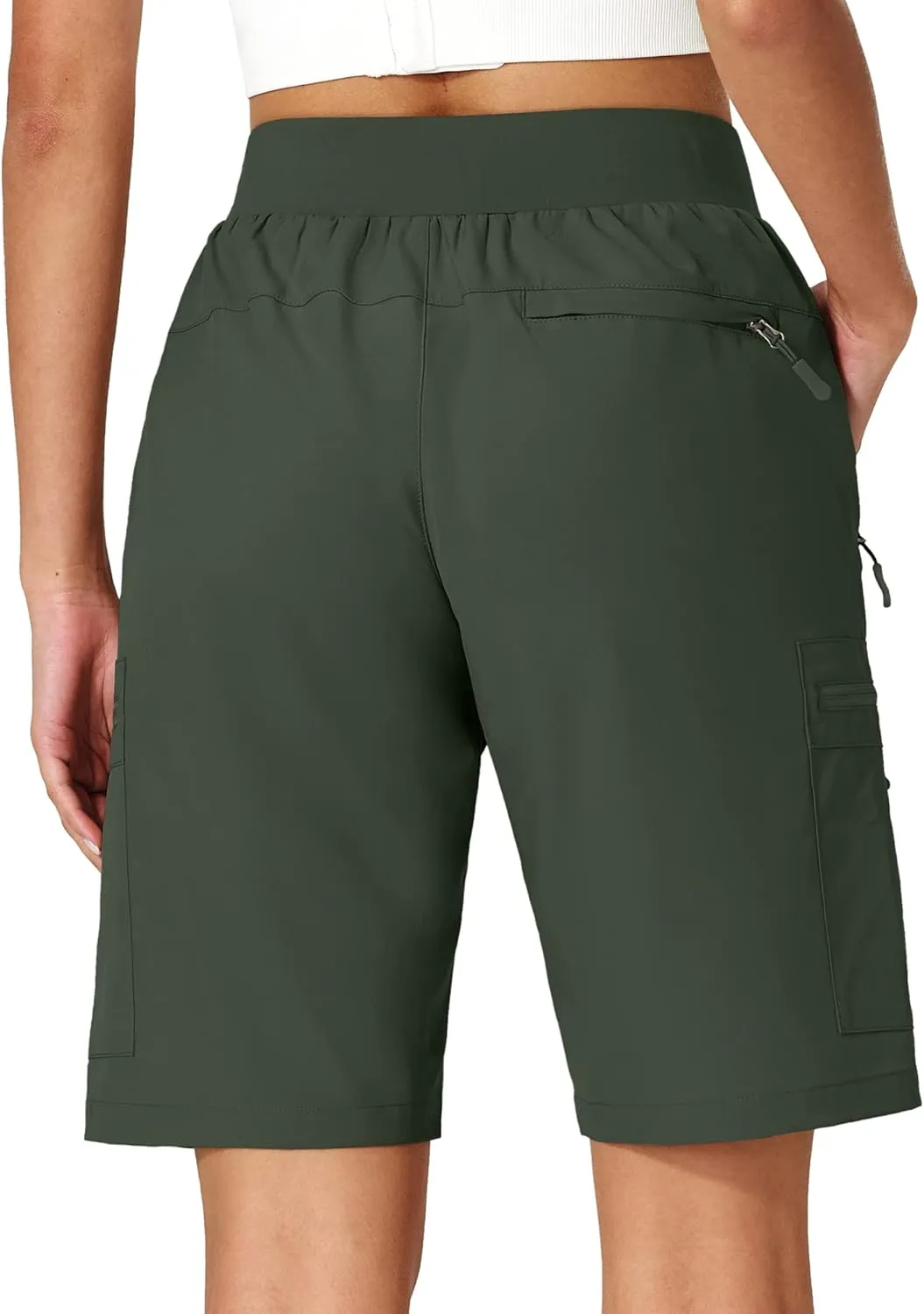 Ksmien Women's Hiking Cargo Shorts Quick Dry Lightweight Summer Shorts with Zipper Pockets for Travel Golf Camping