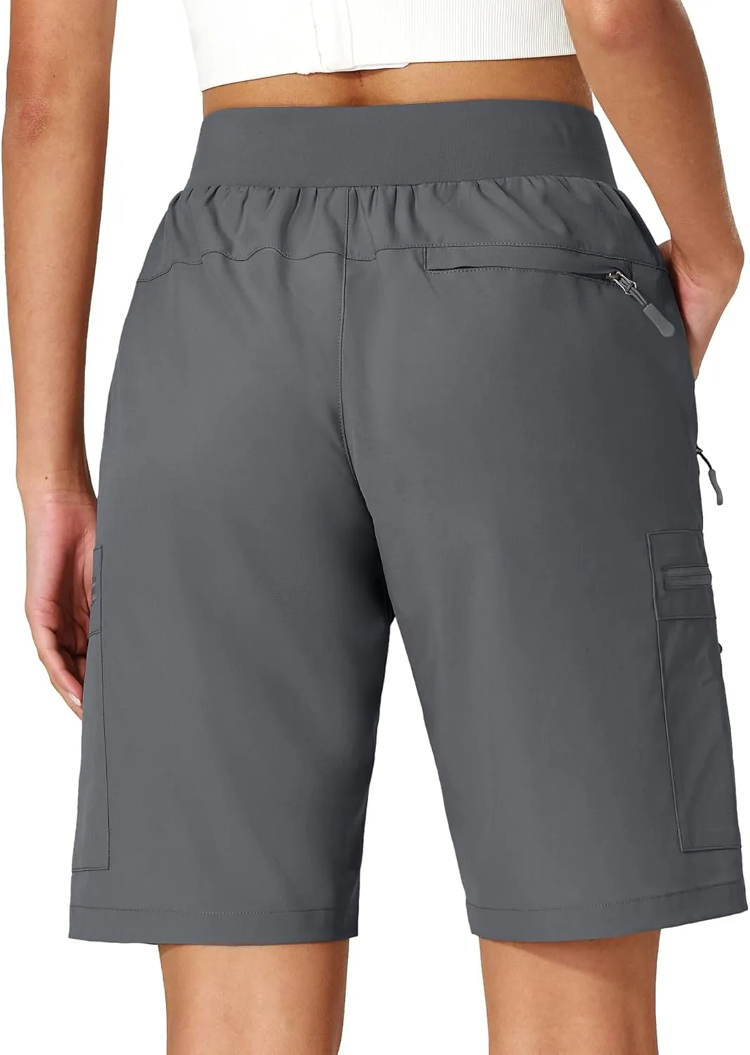 Ksmien Women's Hiking Cargo Shorts Quick Dry Lightweight Summer Shorts with Zipper Pockets for Travel Golf Camping