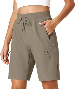 Ksmien Women's Hiking Cargo Shorts Quick Dry Lightweight Summer Shorts with Zipper Pockets for Travel Golf Camping
