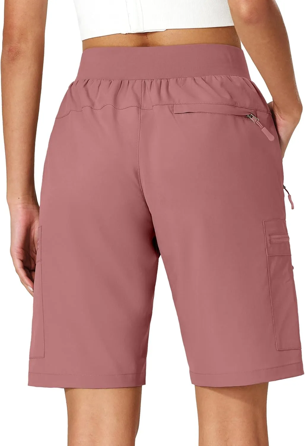Ksmien Women's Hiking Cargo Shorts Quick Dry Lightweight Summer Shorts with Zipper Pockets for Travel Golf Camping