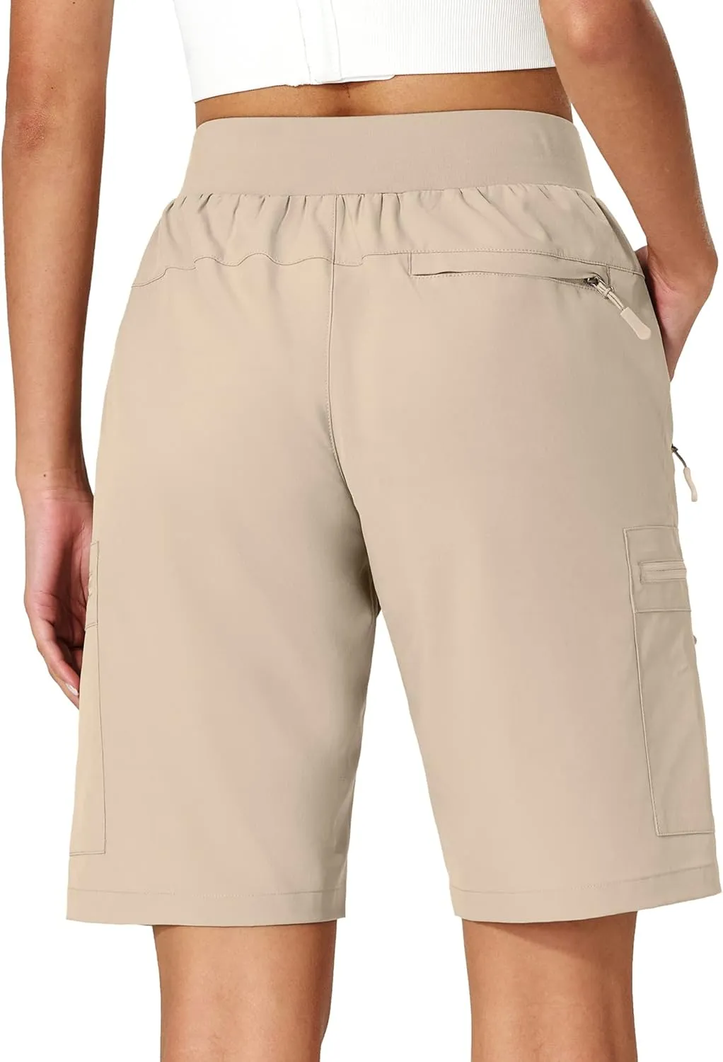 Ksmien Women's Hiking Cargo Shorts Quick Dry Lightweight Summer Shorts with Zipper Pockets for Travel Golf Camping