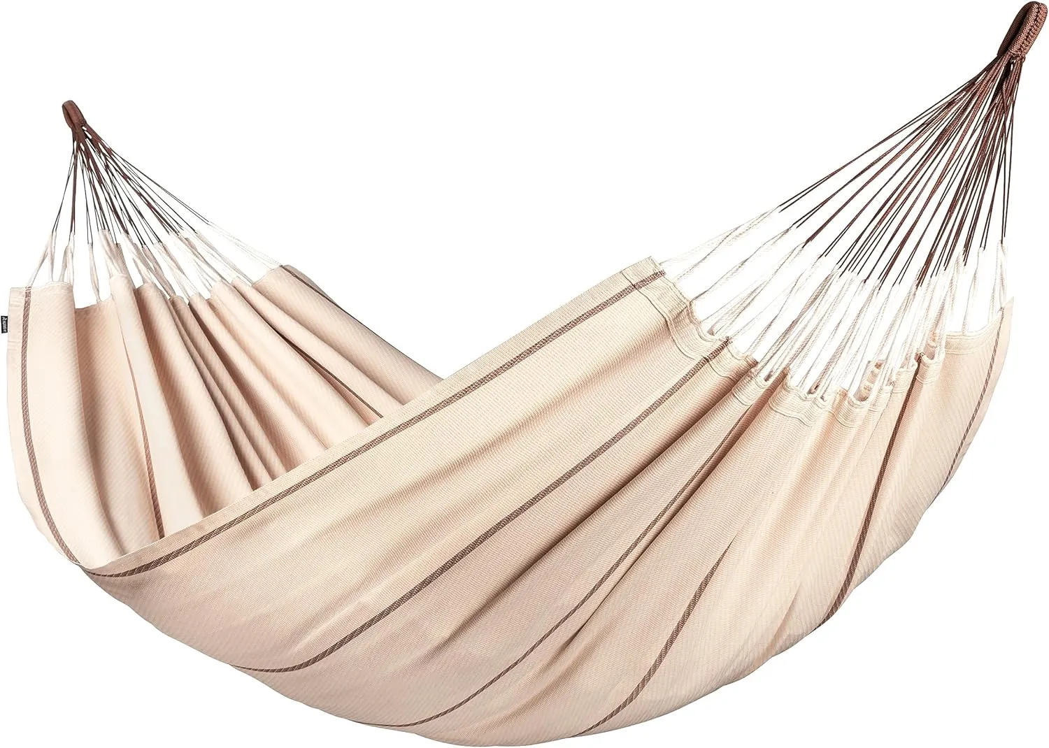 LA SIESTA Modesta Organic Cotton Hammock - Indoor/Outdoor, Bedroom to Backyard, 2 Person, Max 355 Lbs, Nougat