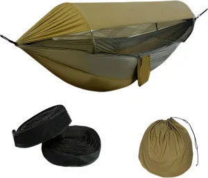 Large Double Camping Hammock with Mosquito Net, Single/Double Portable, 102.36 Inches Long by 55.12 Inches Wide Straps for Hiking, Backpacking