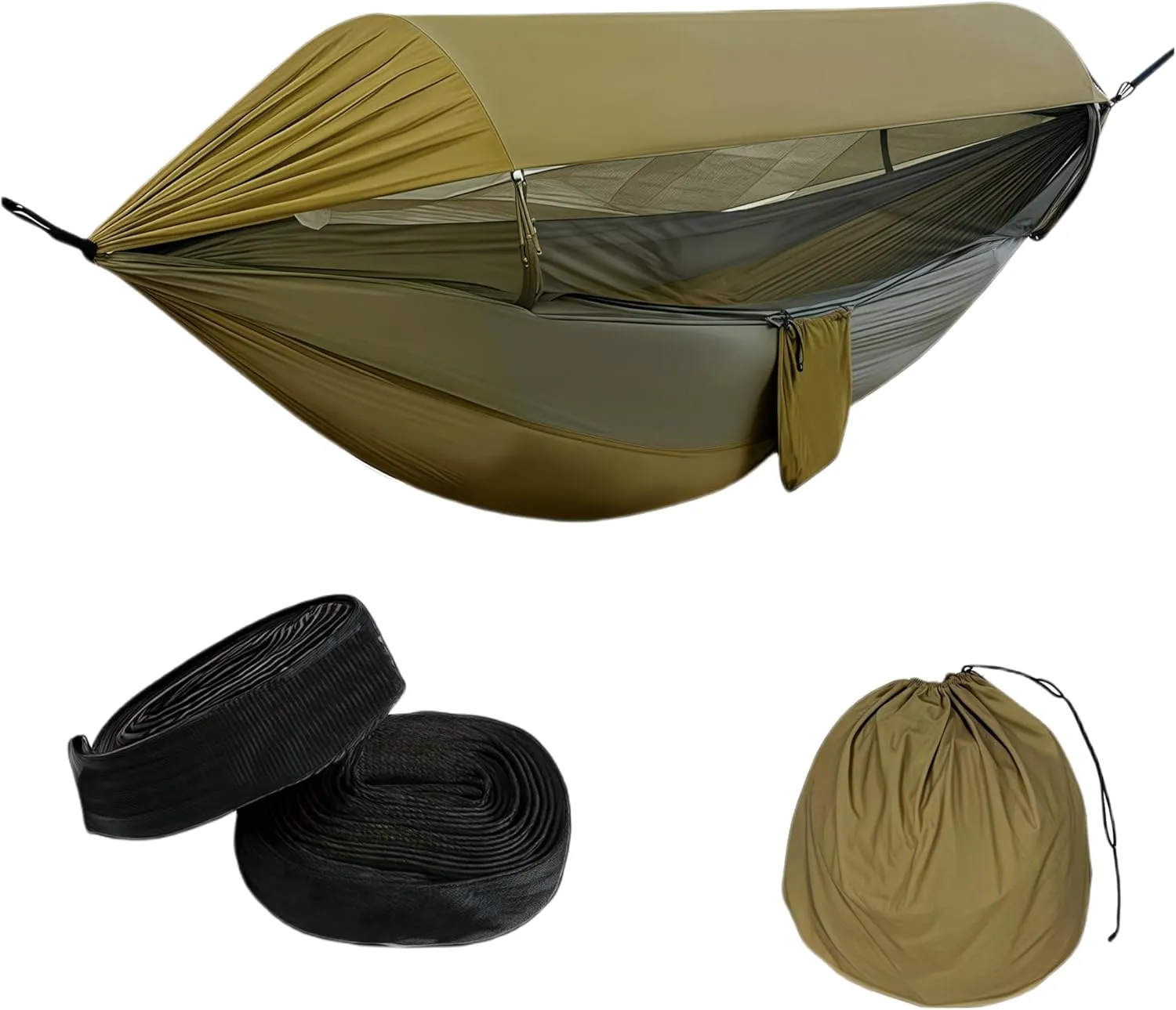 Large Double Camping Hammock with Mosquito Net, Single/Double Portable, 102.36 Inches Long by 55.12 Inches Wide Straps for Hiking, Backpacking