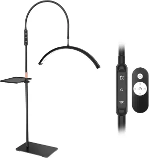 Lash Light for Eyelash Tech Led Half Moon Light Lamp for Tattoo, Lash Extensions, Nail, Beauty, for Esthetician & Artists, Adjustable Height, Dimmable Brightness, with Movable Tray