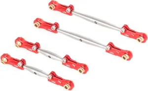 LCX Racing 1/10 RC Crawler Car Stainless Steel Suspension Front Steering Link Set Rear Link Set 4pcs for RC Truck Arrma Fury, Upgrades Parts Accessories (Red)