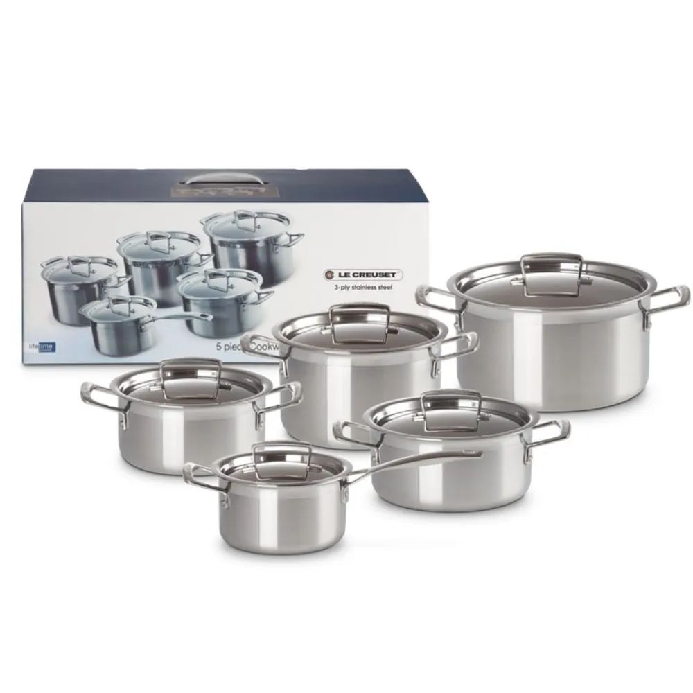 Le Creuset 3-ply Stainless Steel cookware set with lid