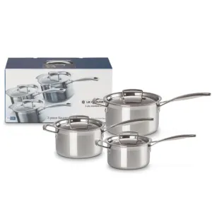 Le Creuset 3-ply Stainless Steel cookware set with lid