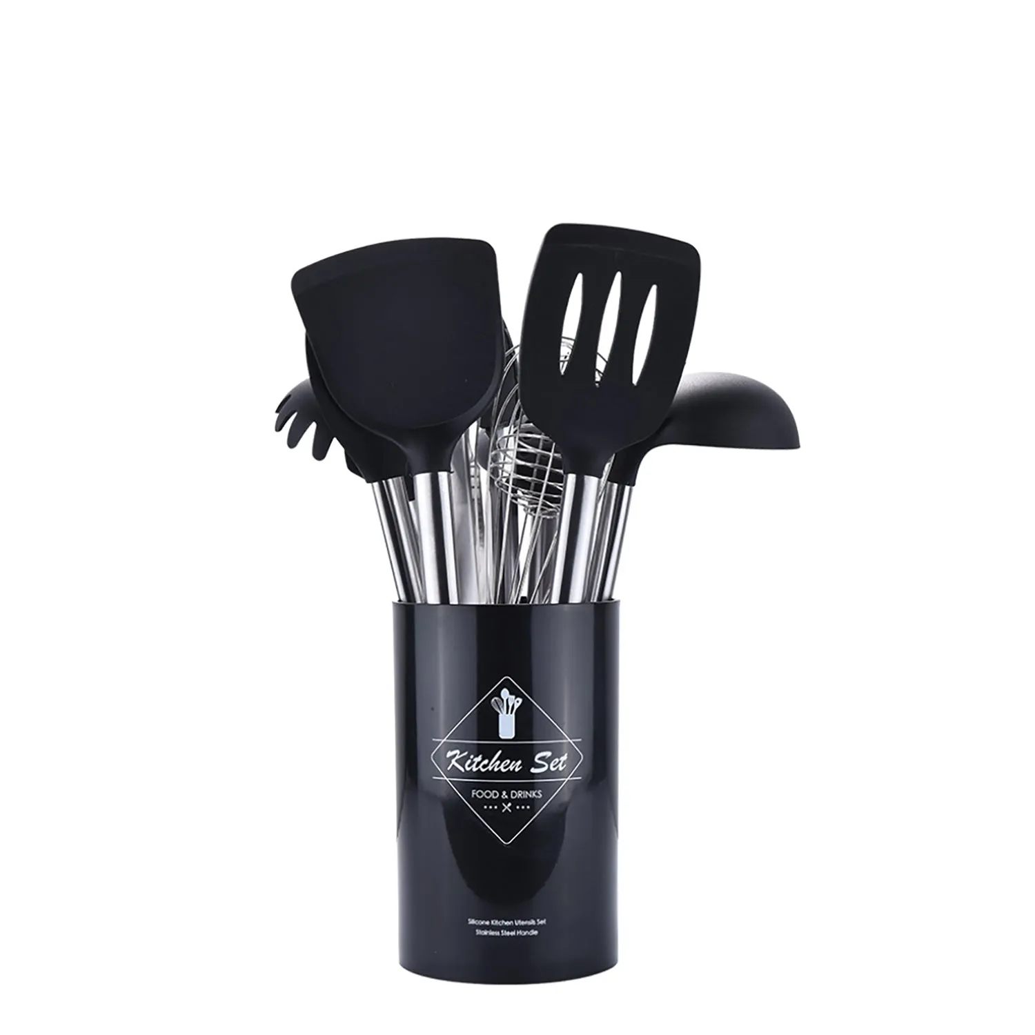 Lecluse Kitchen Utensil Set Silicone Non-Stick Cooking Stainless Steel 8Pcs