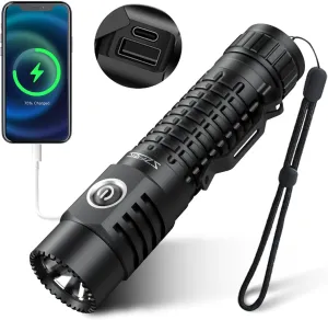 LED Flashlights High Lumens, 2000 Lumens Rechargeable Super Bright Powerful Flashlights as Power Bank, FC18 IP68 Waterproof Emergency Flash Light with 7 Modes