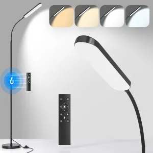 LED Floor Lamp with Remote Control Foot Switch for Living Room, Stepless Adjustable Colour Temperature Brightness Standing Lamp with Timer, Eye Caring Tall Lamp Reading for Bedroom,Office