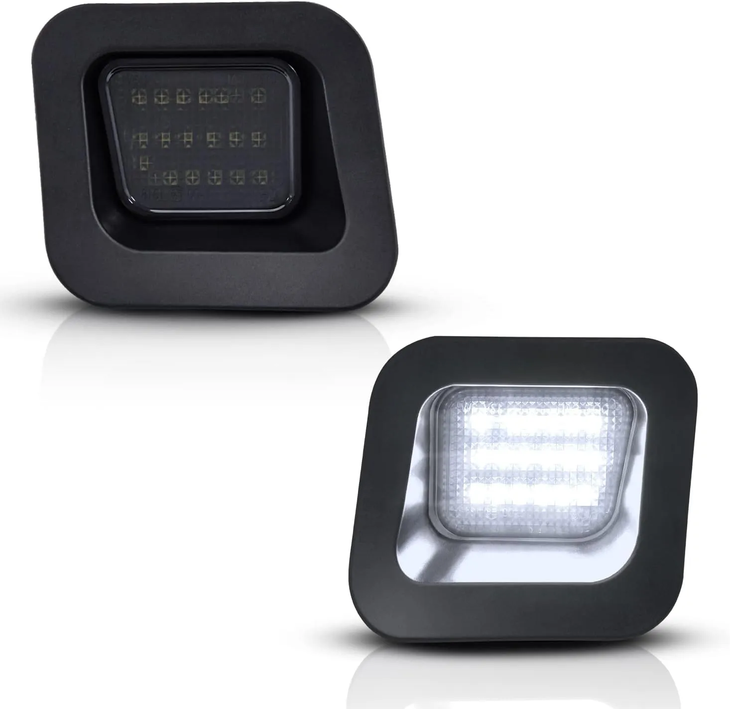 LED License Plate Lights Bright White Smoke Lens Tag Lamp Assembly Replacement Compatible with 2003-2018 Dodge RAM 1500 2500 3500 Pickup Truck, Pack of 2