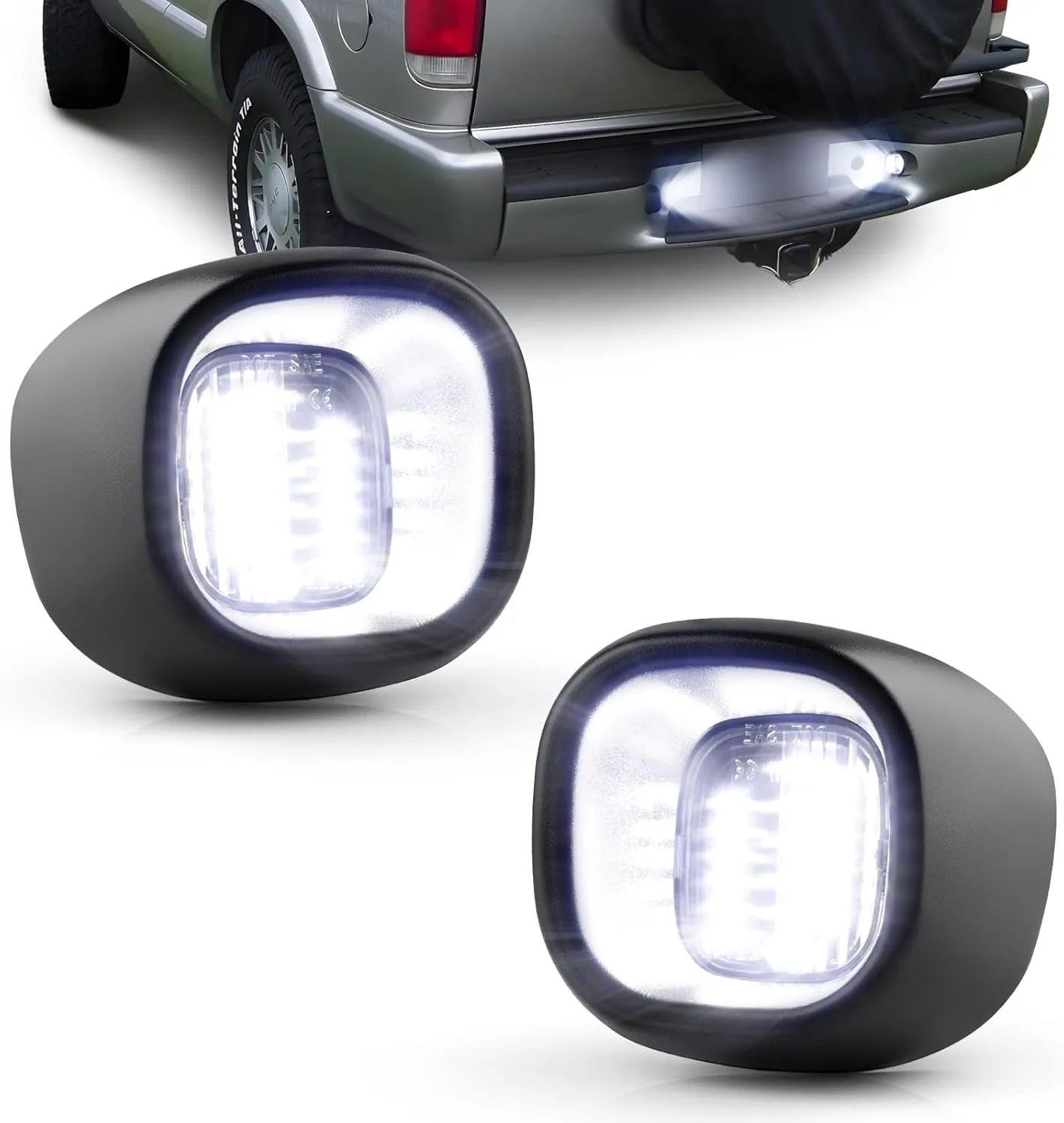 LED License Plate Lights for Chevy Blazer 1998-2005 S10 GMC Jimmy Sonoma Oldsmobile Bravada Tag Light Replacement 1998-2004 Pack of 2