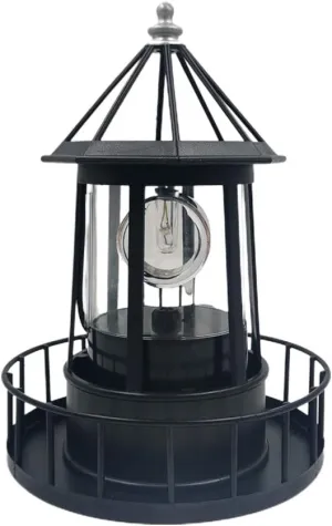 LED Solar Powered Lighthouse, 360 Degree Rotating Lamp, IP65 Waterproof LED Solar Lighthouse Garden Yard Outdoor Decor