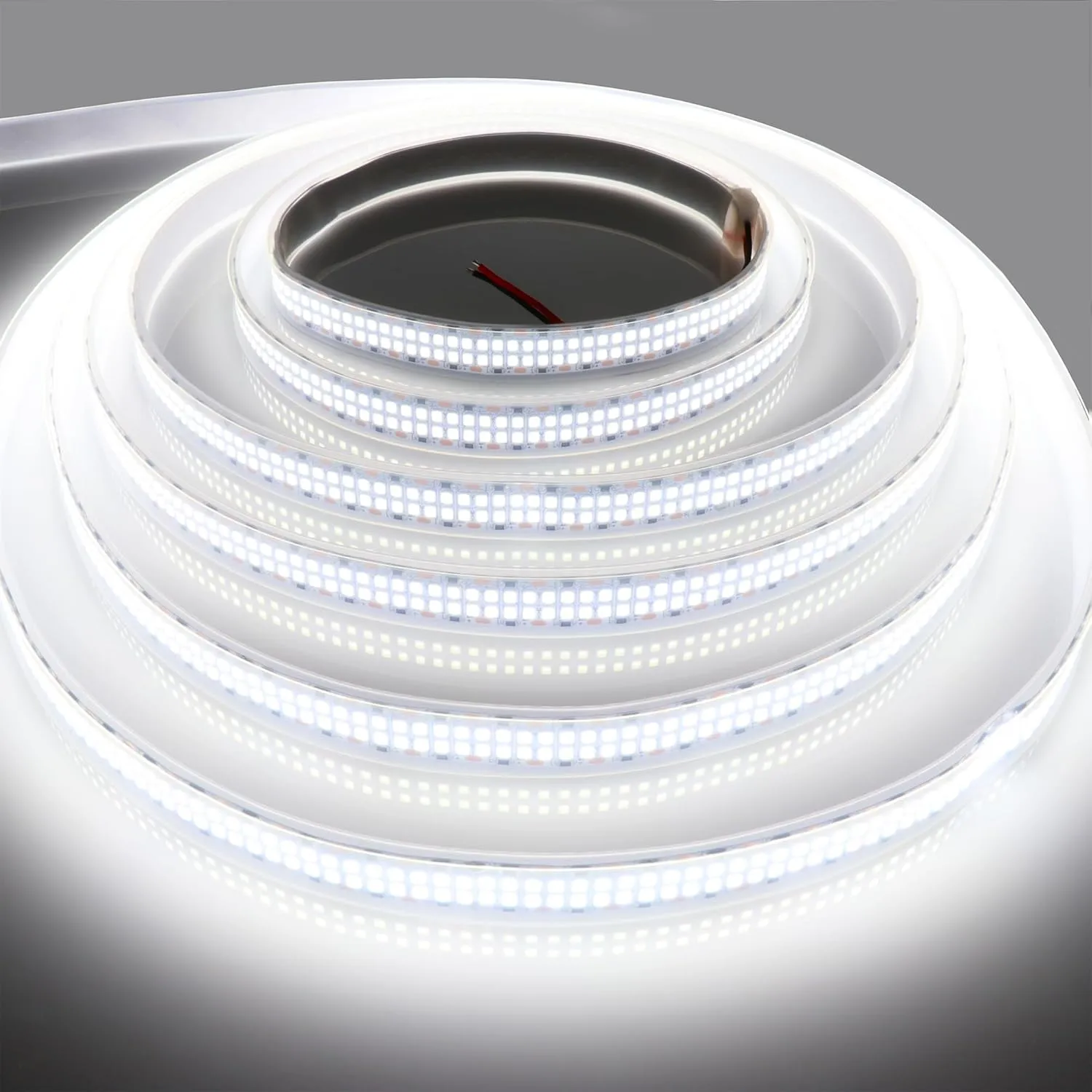 LED Strip Lights Cold White 6500K 16.4ft Double Row 2835 SMD 2400LEDs DC 12V Daylight Bright LED Tape Light Flexible Dimmable Ribbon Lamp 5M Waterproof IP67 Outdoor Lighting Decor