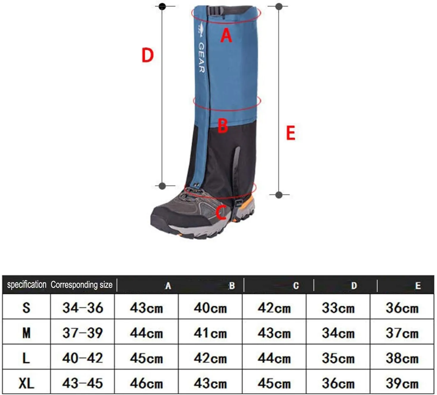 Leg Gaiters for Women and Men Boots, Adjustable Waterproof Shoes Gaiters for Hunting, Hiking, Mountaineering, Snow Gaiters for Hiking Boots