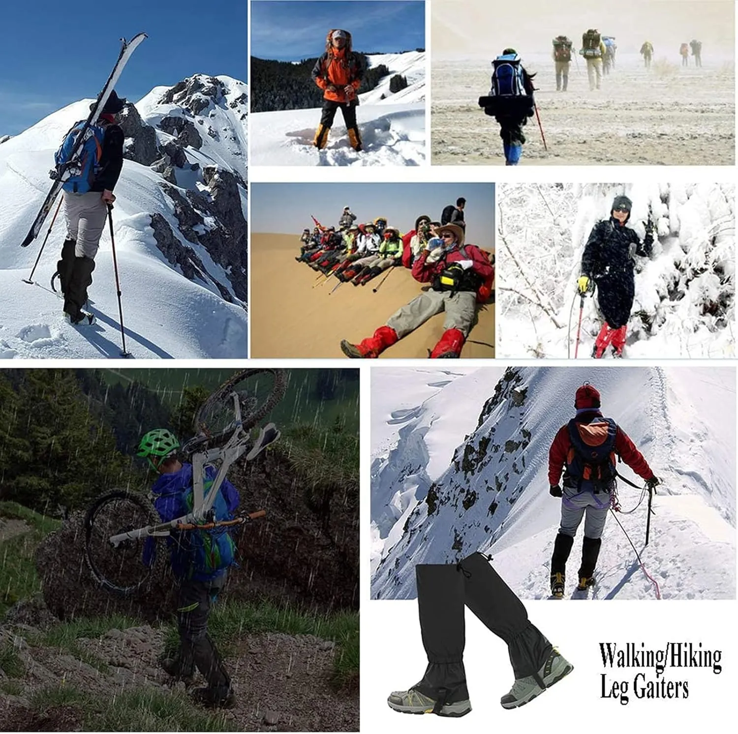 Leg Gaiters for Women and Men Boots, Adjustable Waterproof Shoes Gaiters for Hunting, Hiking, Mountaineering, Snow Gaiters for Hiking Boots