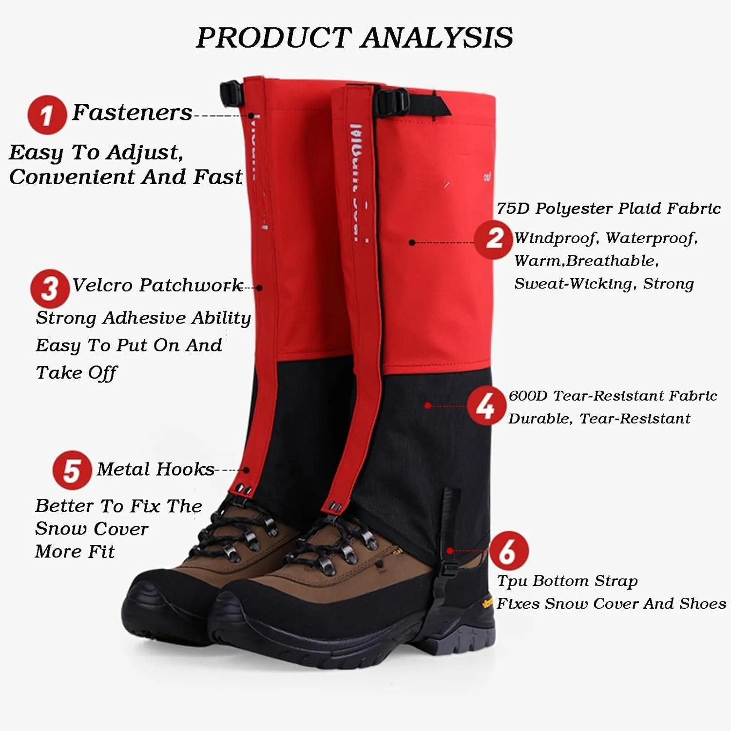 Leg Gaiters,3tiers Cloth High Leg Cover,Waterproof Hiking Gaiters,Adjustable Lower Legs Guards,for Outdoor Sports and Outdoor Work