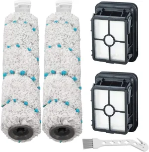 Lemige 2 Pack Multi-Surface Brush Rolls 2787 and 2 Pack Vacuum Filters 1866 for Bissell CrossWave Max 2554 2590 2593 2596 for HydroSteam 35151 3515 35152 3513 3518 B0440 Vacuums, Part 1618638, 1608684