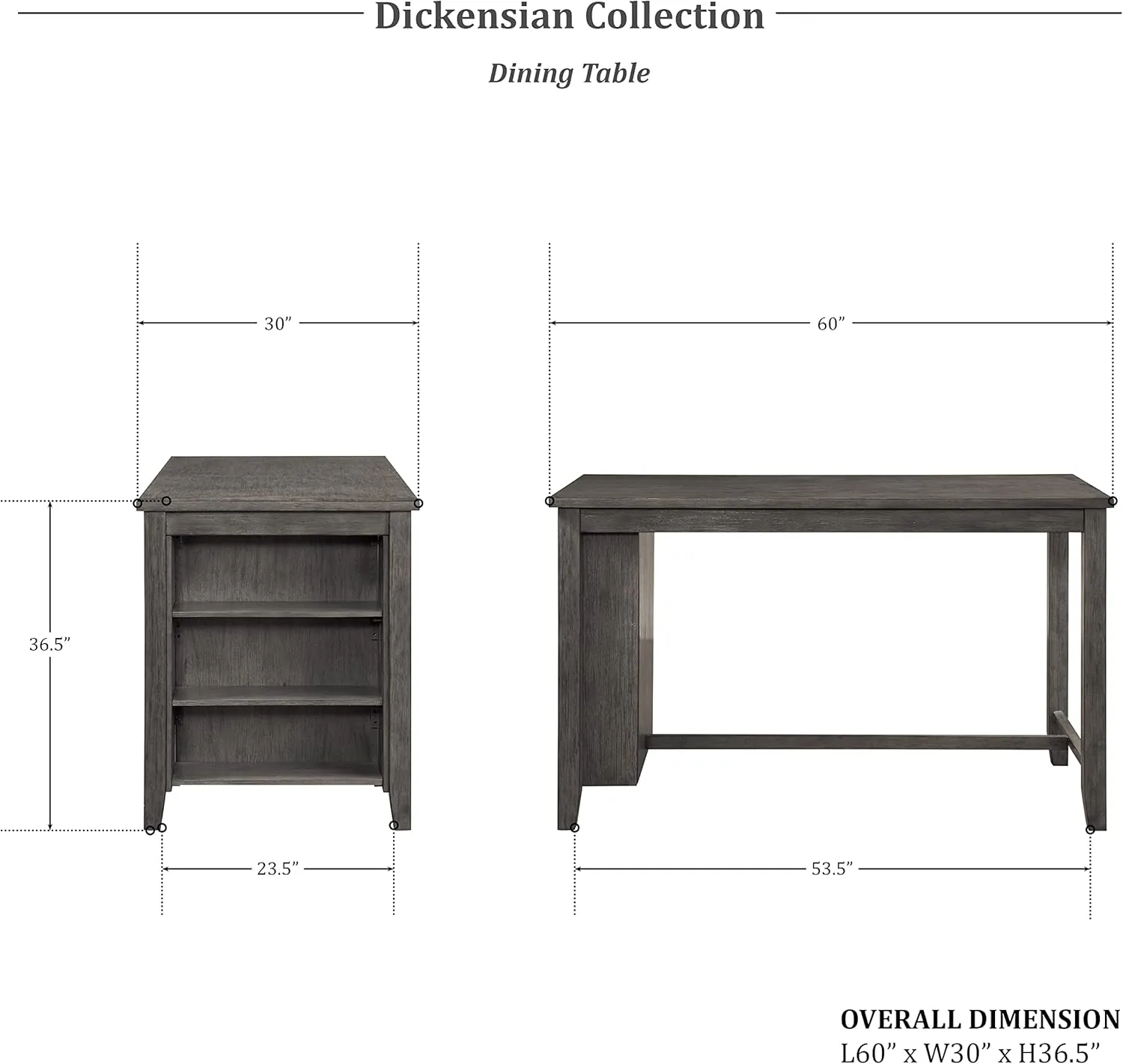 Lexicon Dickensian Counter Height Dining Table, Gray