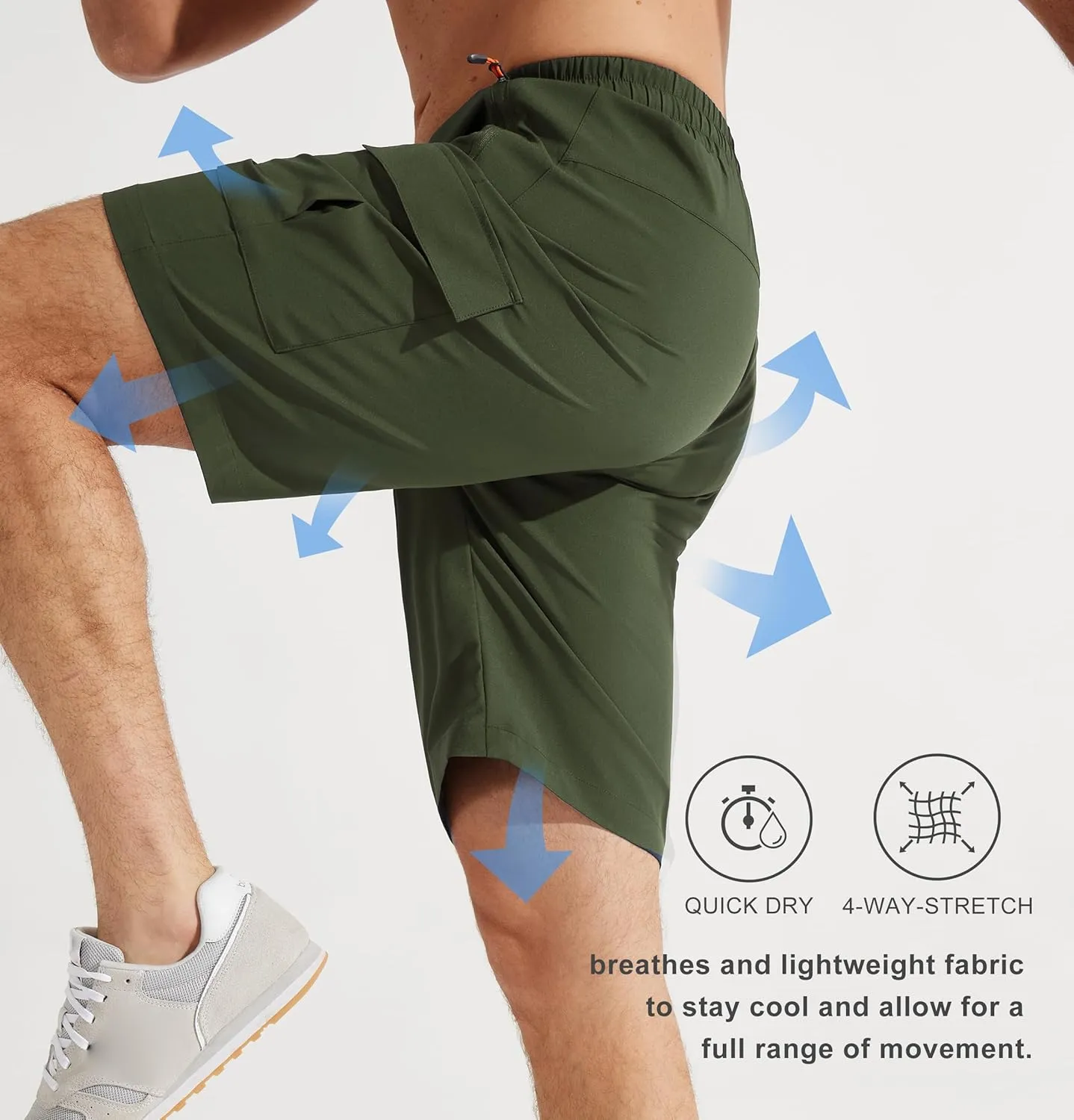 Libin Men's Hiking Cargo Shorts Lightweight Quick Dry Athletic Casual Shorts for Golf Outdoor Active Zipper Pockets