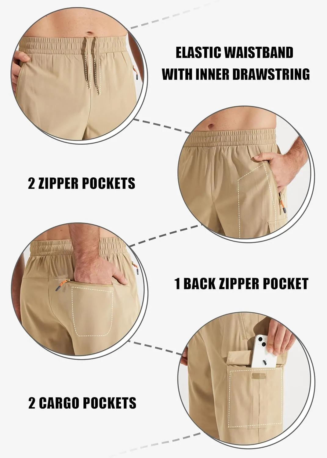 Libin Men's Hiking Cargo Shorts Lightweight Quick Dry Athletic Casual Shorts for Golf Outdoor Active Zipper Pockets