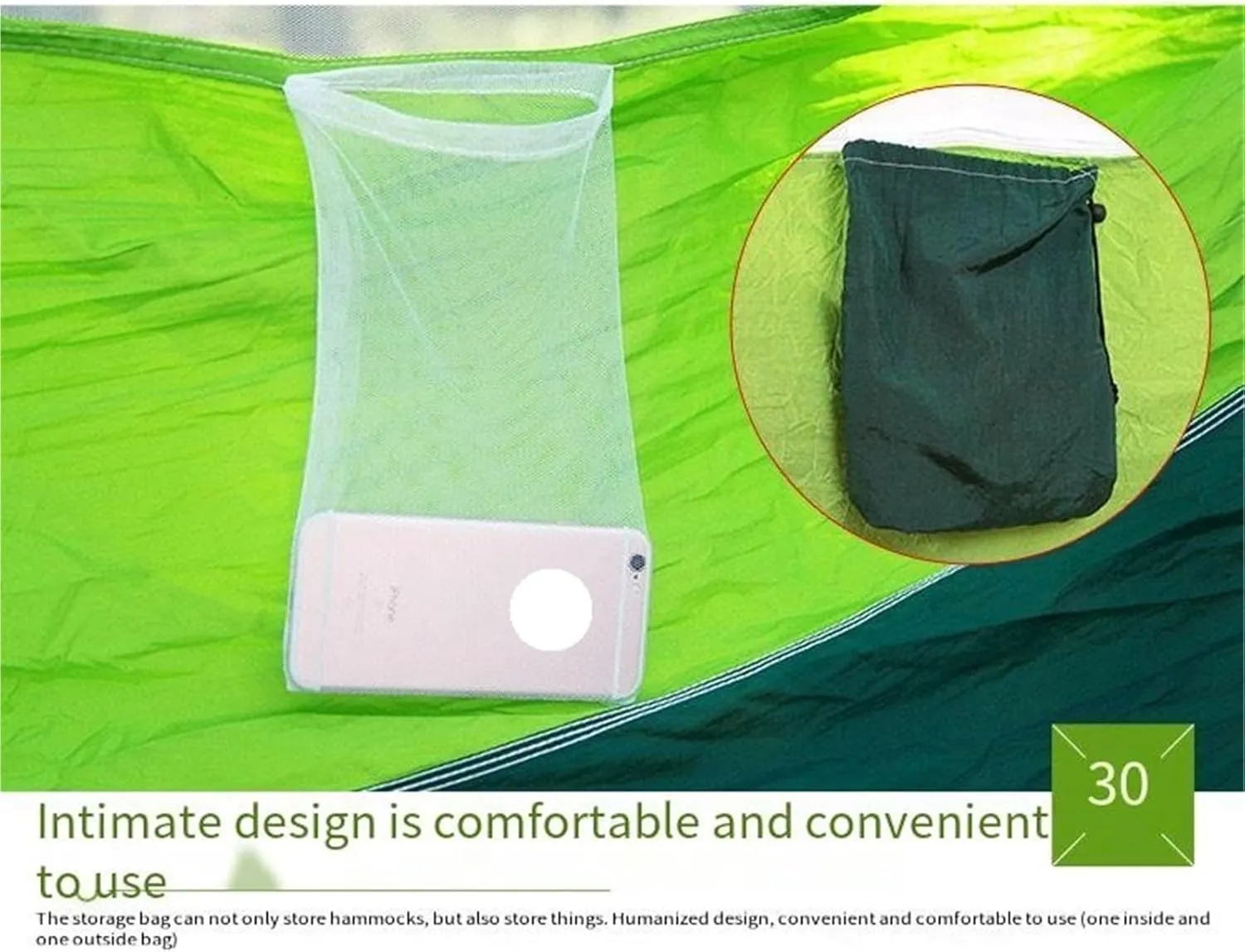 Lightweight Double Camping Hammock with Mosquito Net - Outdoor Portable Nylon Hanging Tent for Two(Black)