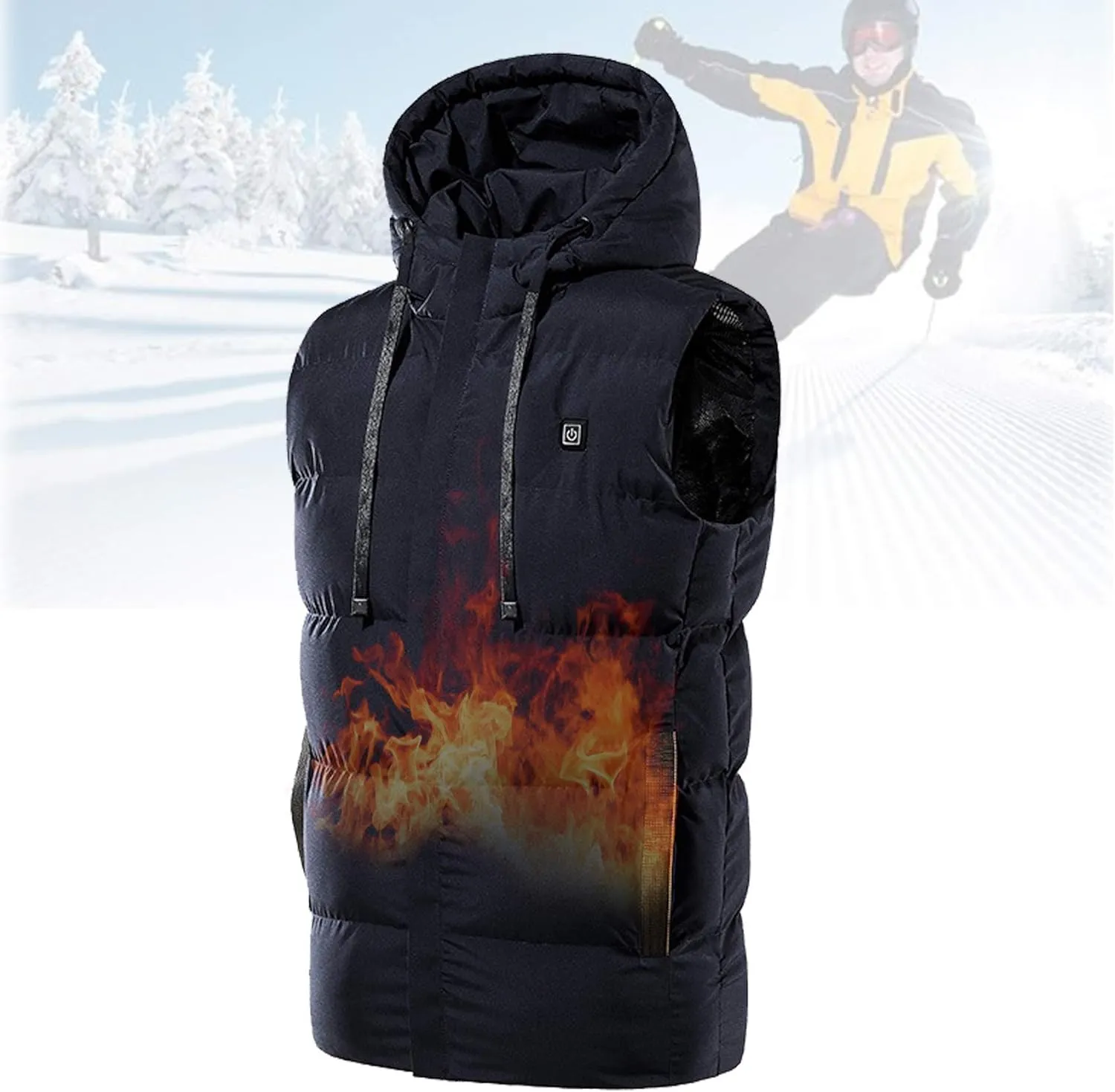 Lightweight Heated Vest, Electric Heated Vest Three-Speed Temperature Control Carbon Fiber Heating Washable, Smart Vest Heated for Winter Skiing,Blue,7XL