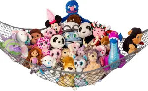 Lilly's Love Stuffed Animal Hammock | Corner Hanging Organizer, Stuffed Animal Storage | Easy to Hang Plushie Net w/Included Anchors & Hooks | Room & Bedroom Decor (Gray)