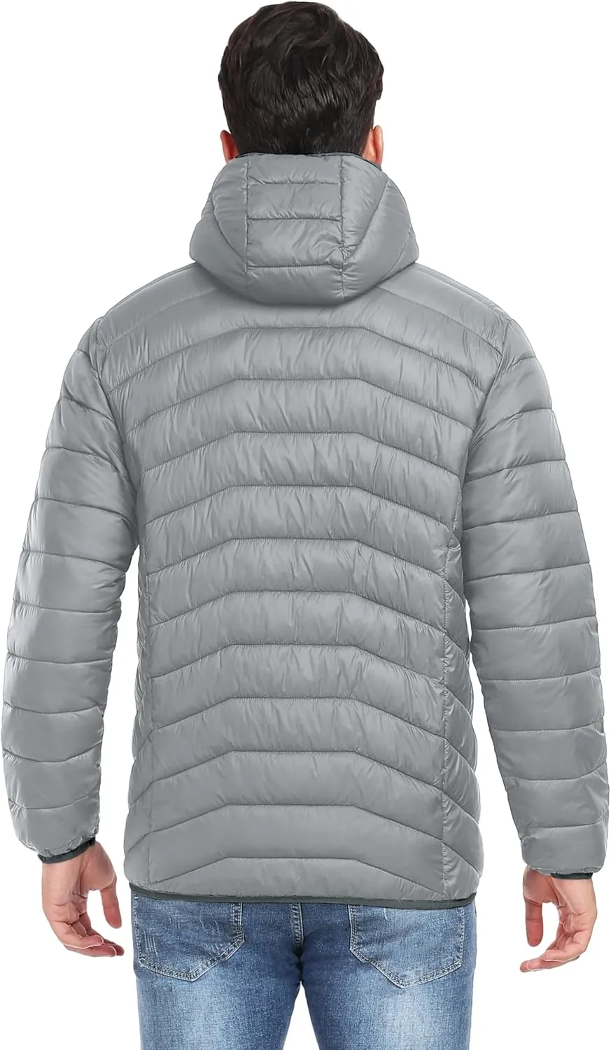 Little Donkey Andy Men's Packable Puffer Jacket Lightweight Hooded Windproof Winter Coat with Recycled Insulation