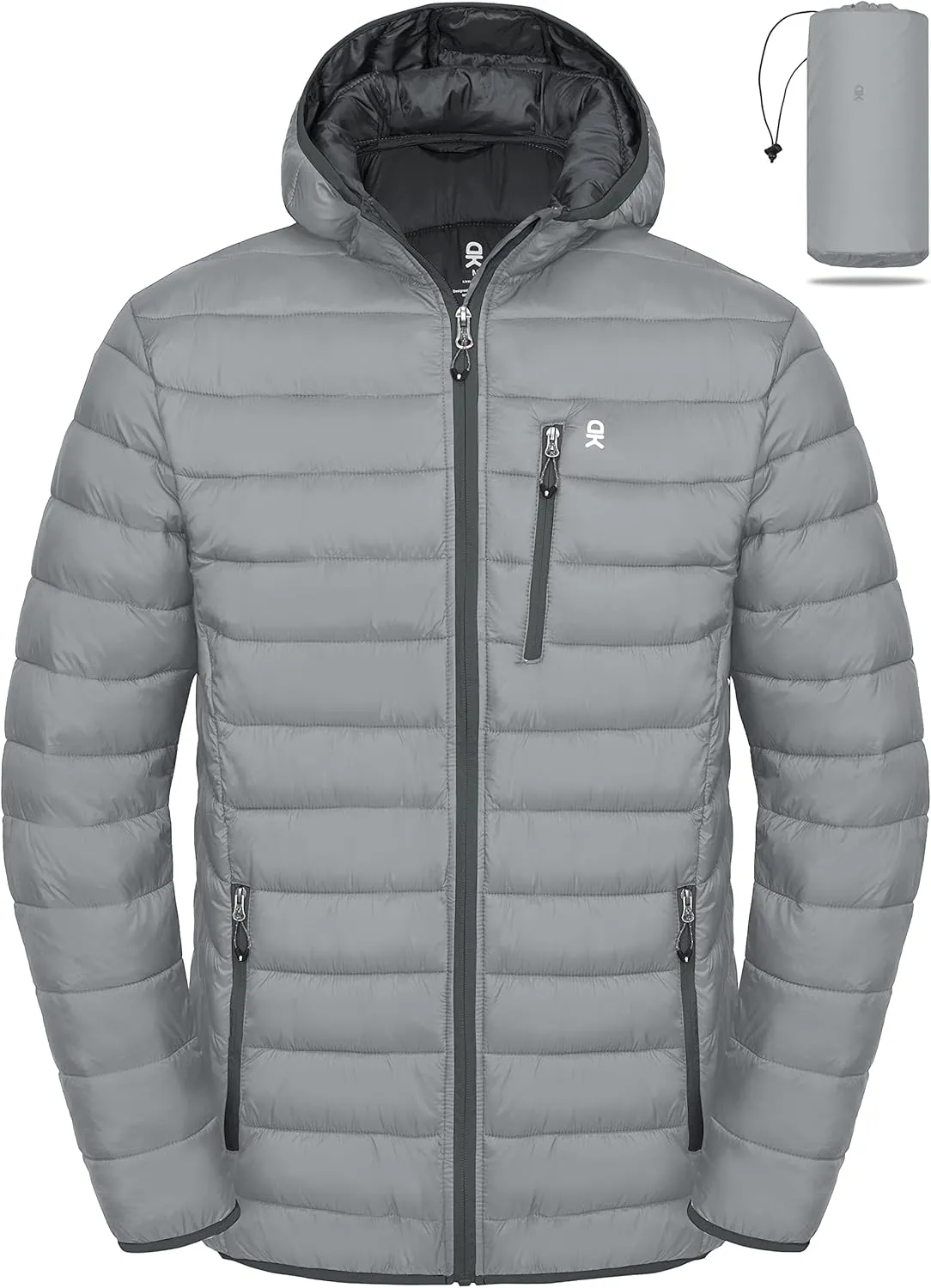 Little Donkey Andy Men's Packable Puffer Jacket Lightweight Hooded Windproof Winter Coat with Recycled Insulation
