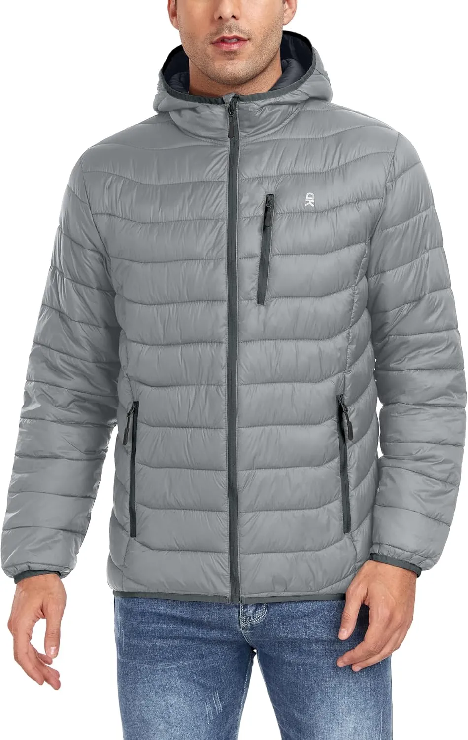 Little Donkey Andy Men's Packable Puffer Jacket Lightweight Hooded Windproof Winter Coat with Recycled Insulation
