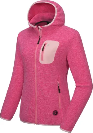 Little Donkey Andy Women's Lightweight Warm Polar Fleece Running Jacket Hooded Full-Zip Thermal Coat Hiking Travel Casual