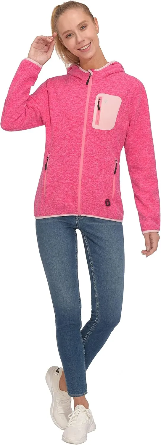 Little Donkey Andy Women's Lightweight Warm Polar Fleece Running Jacket Hooded Full-Zip Thermal Coat Hiking Travel Casual